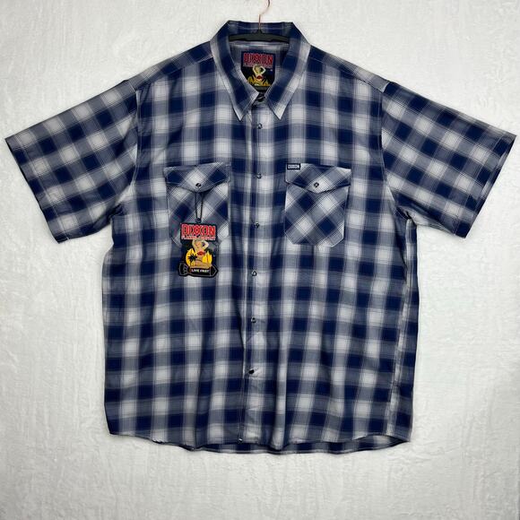Dixxon Other - DIXXON Marshall Shirt Men 3X Short Sleeve Button Down Blue White Bamboo Snap New
